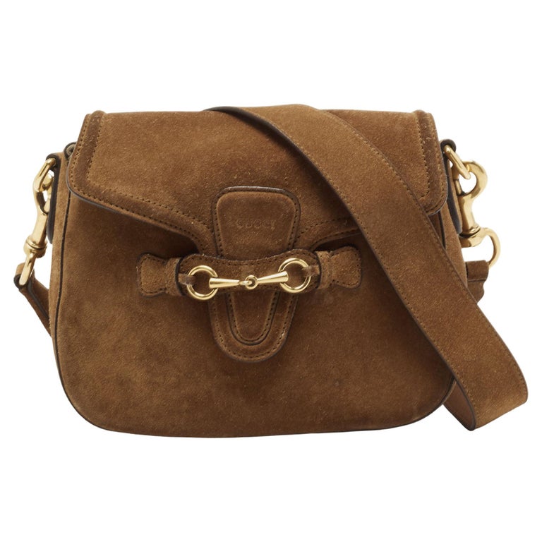 Gucci Brown Suede Horsebit Handbag For Sale at 1stDibs