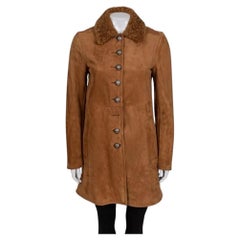 Gucci Brown Suede Leather Coat with Shearling Lining, IT 42