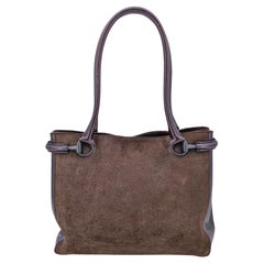 Gucci Brown Suede Leather Horsebit Detailing Tote Shoulder Bag