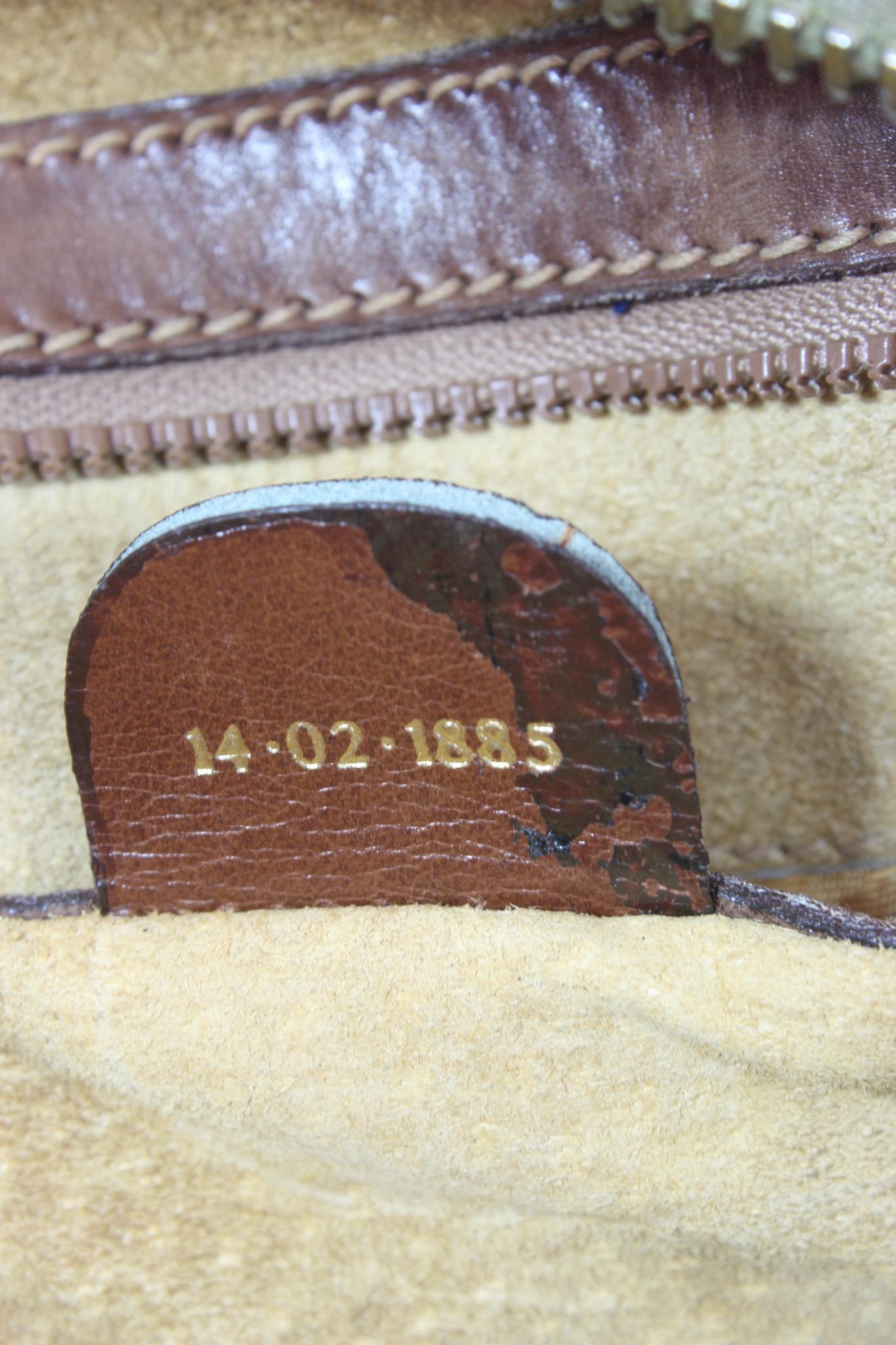Gucci Brown Suede Leather Monogram Vintage Bag 70s For Sale 7