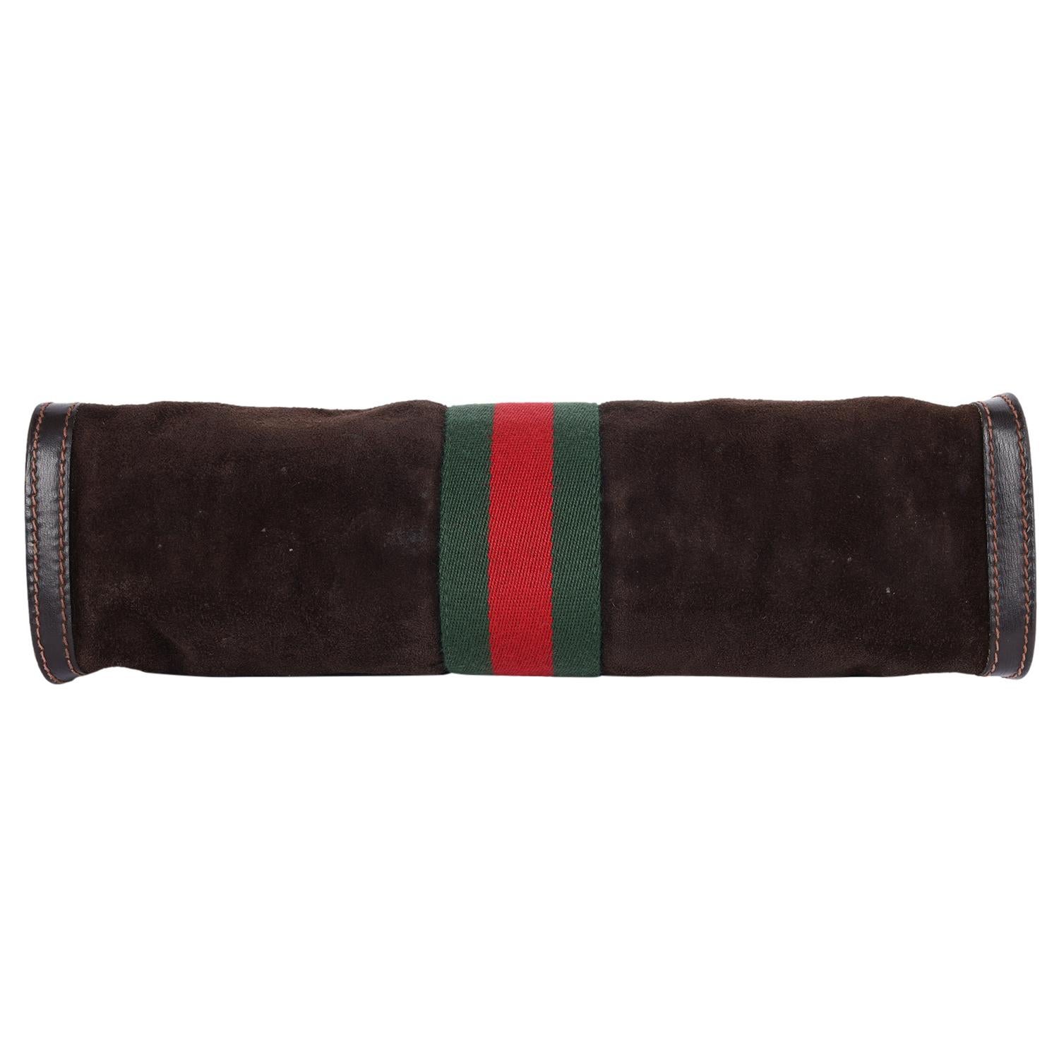 Gucci Brown Suede Leather Ophidia GG Clutch Toiletry Bag For Sale 8