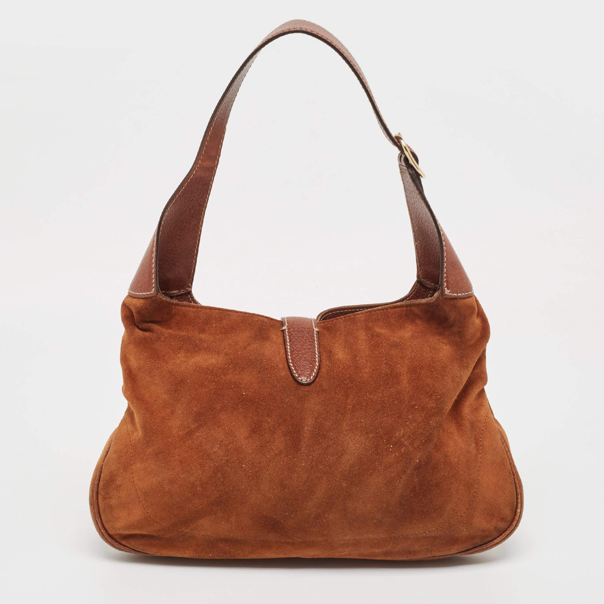 Women's Gucci Brown Suede Limited Edition Jackie Hobo For Sale