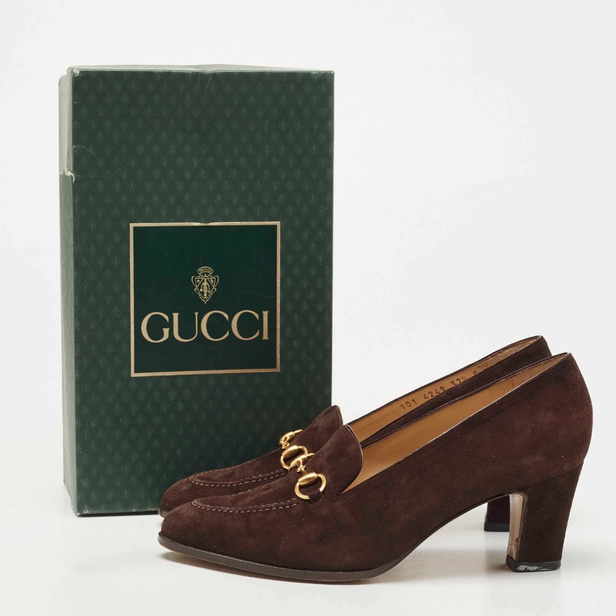 Gucci Brown Suede Loafer Pumps Size 37.5 4