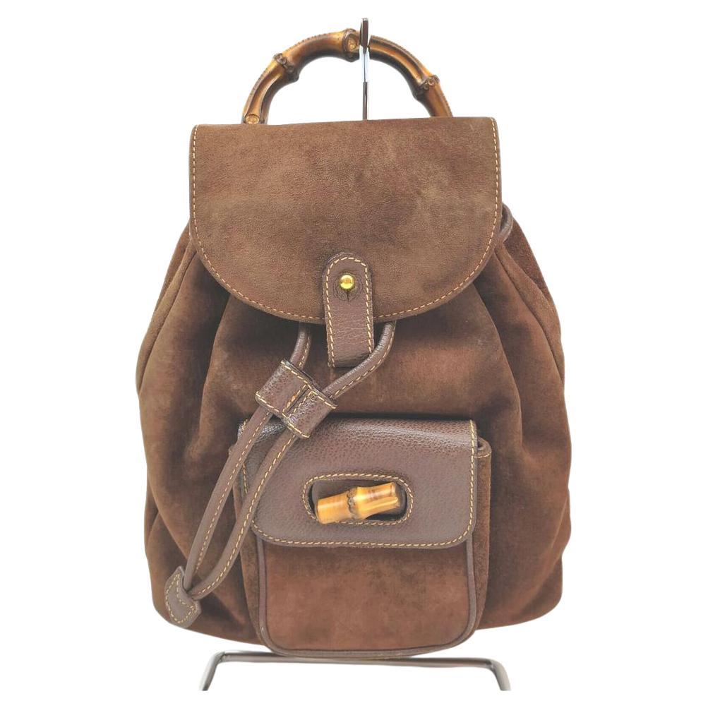 Gucci Brown Suede Mini Bamboo Backpack 863126 at 1stDibs