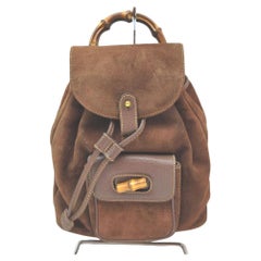 Vintage Gucci Brown Suede Mini Bamboo Backpack 863126