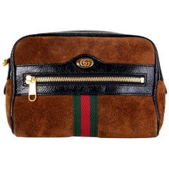 Used GUCCI brown suede OPHIDIA Belt Bag Fanny Hip Pack