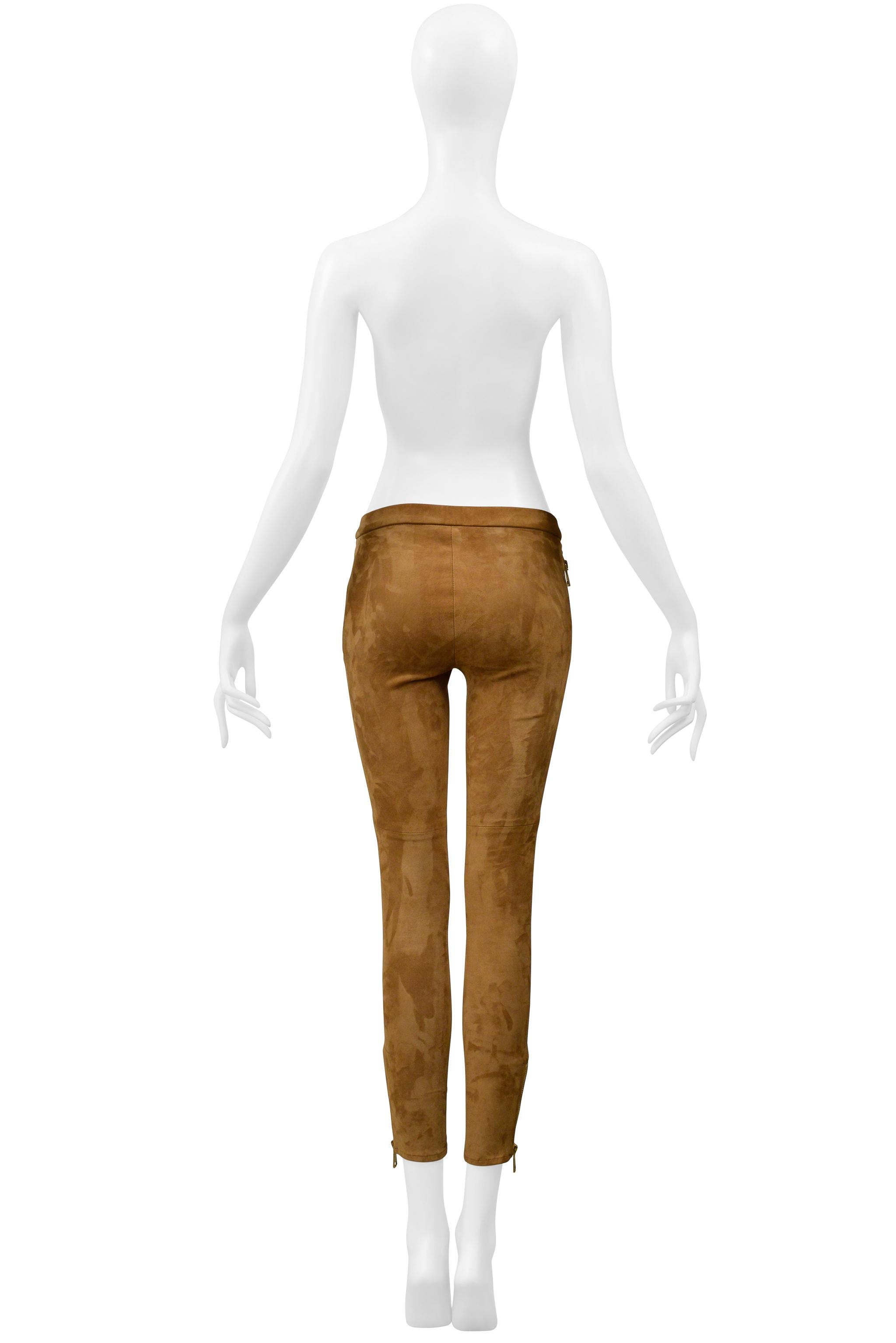 Pantalon en daim à fermetures éclair dorées de Gucci, coloris Brown en vente 2