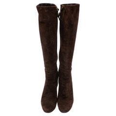 Gucci Brown Suede Platform Knee High Boots Size 39