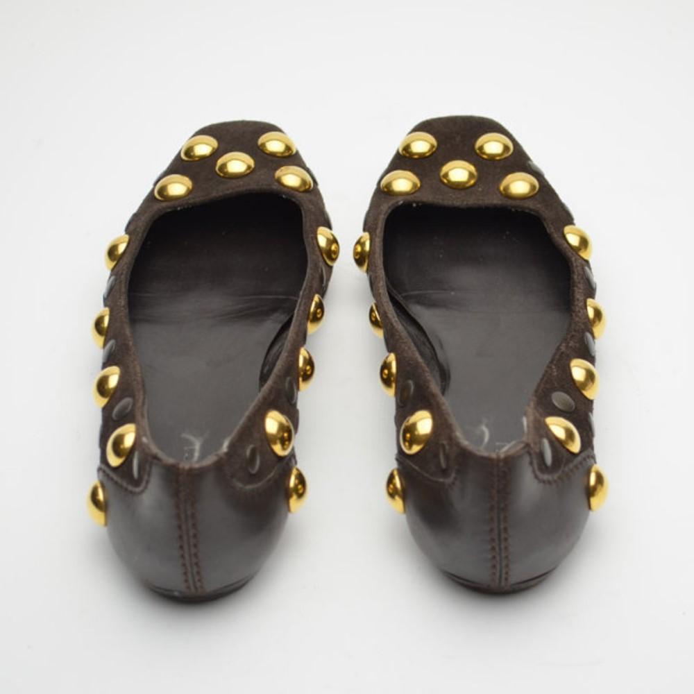 Gucci Brown Suede Studded 'Babouska' Flats Size 37.5 1