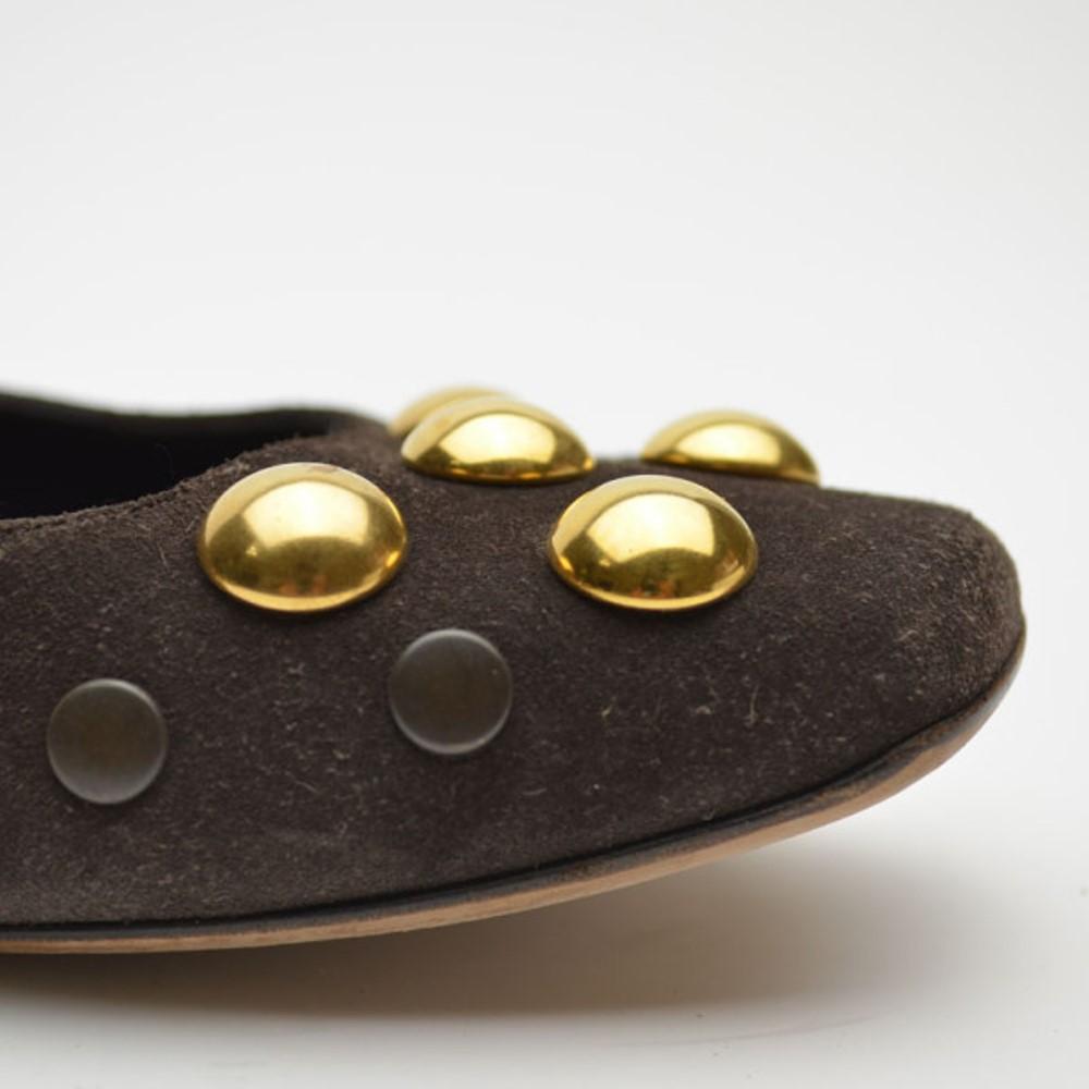 Gucci Brown Suede Studded 'Babouska' Flats Size 37.5 4
