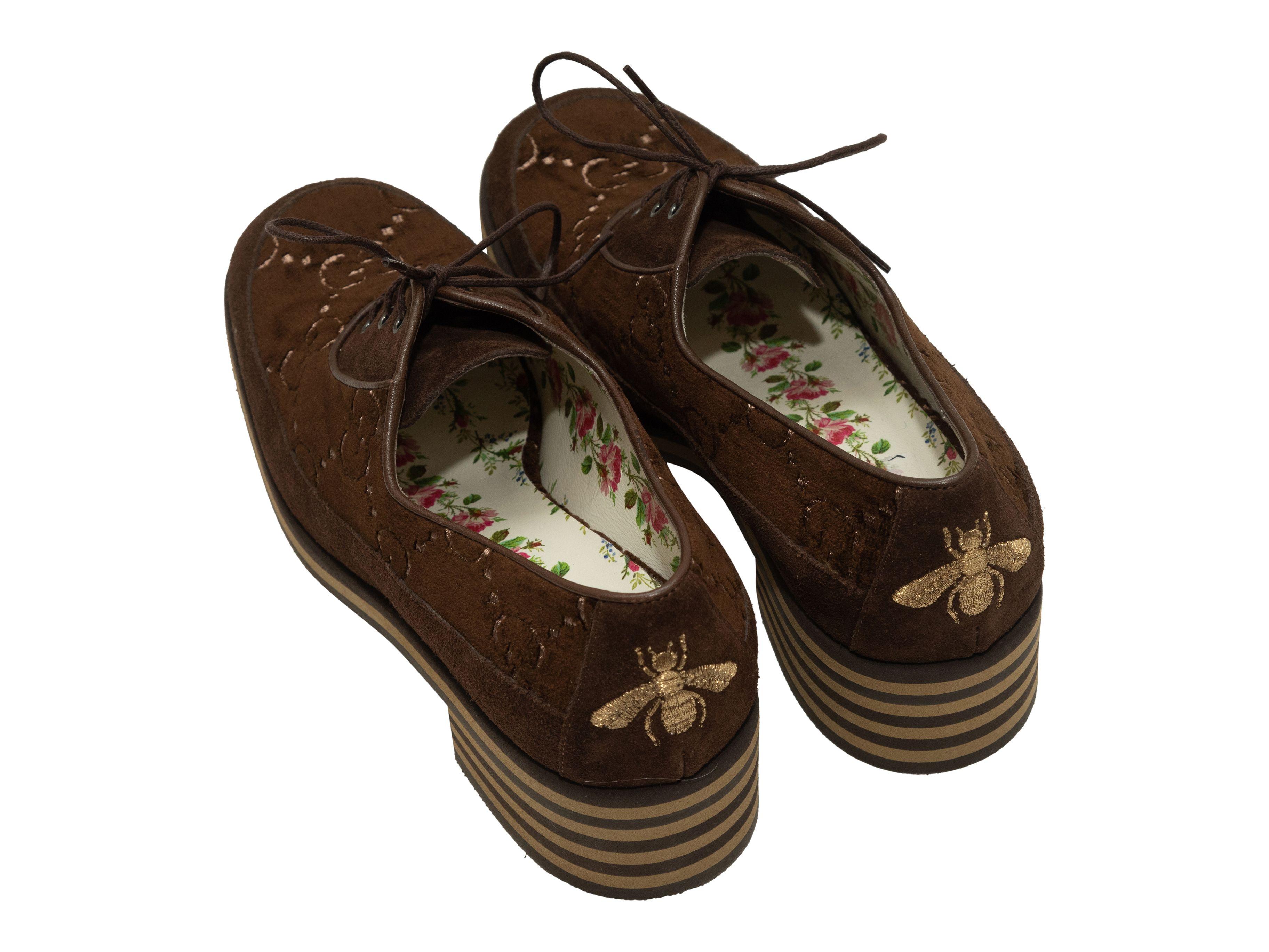 Black Gucci  Brown Suede & Velvet Heeled Oxfords