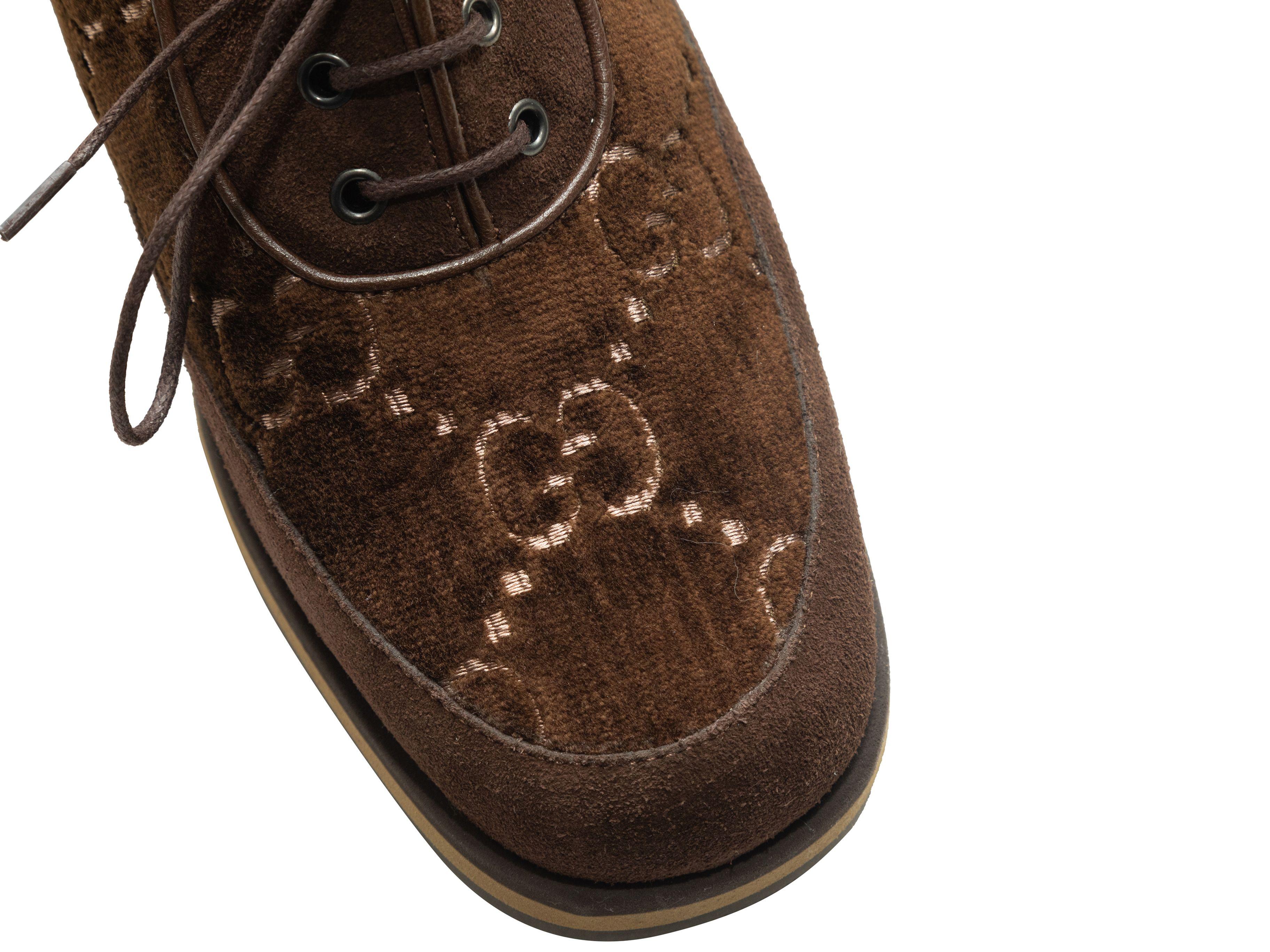 Gucci  Brown Suede & Velvet Heeled Oxfords 1
