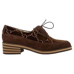 Gucci  Brown Suede & Velvet Heeled Oxfords