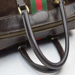 Gucci Brown Suede Web Joy Boston Bag 854237