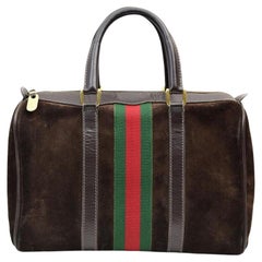 Gucci Brown Suede Web Joy Boston Bag 863237