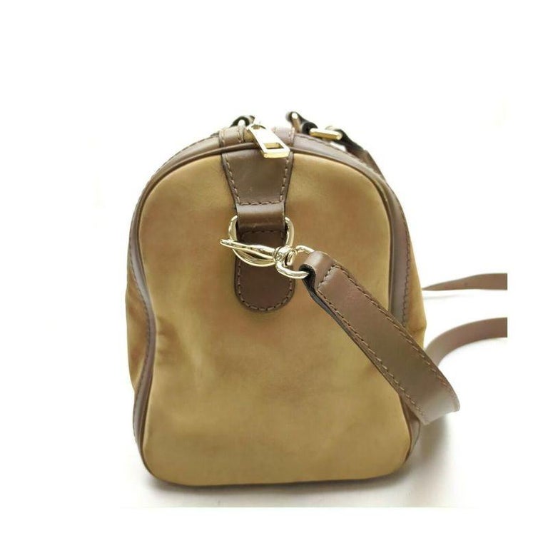 Gucci Braune Wildleder-Web Joy Boston Tasche mit Riemen 863353 im Angebot  bei 1stDibs