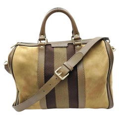 Vintage Gucci Brown Suede Web Joy Boston Bag with Strap  863353
