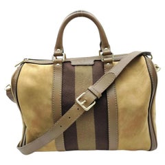 Gucci Braune Wildleder-Web Joy Boston Tasche mit Riemen 863353