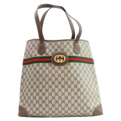 Vintage Gucci Brown Supreme GG Large Web Shopping Tote 861272