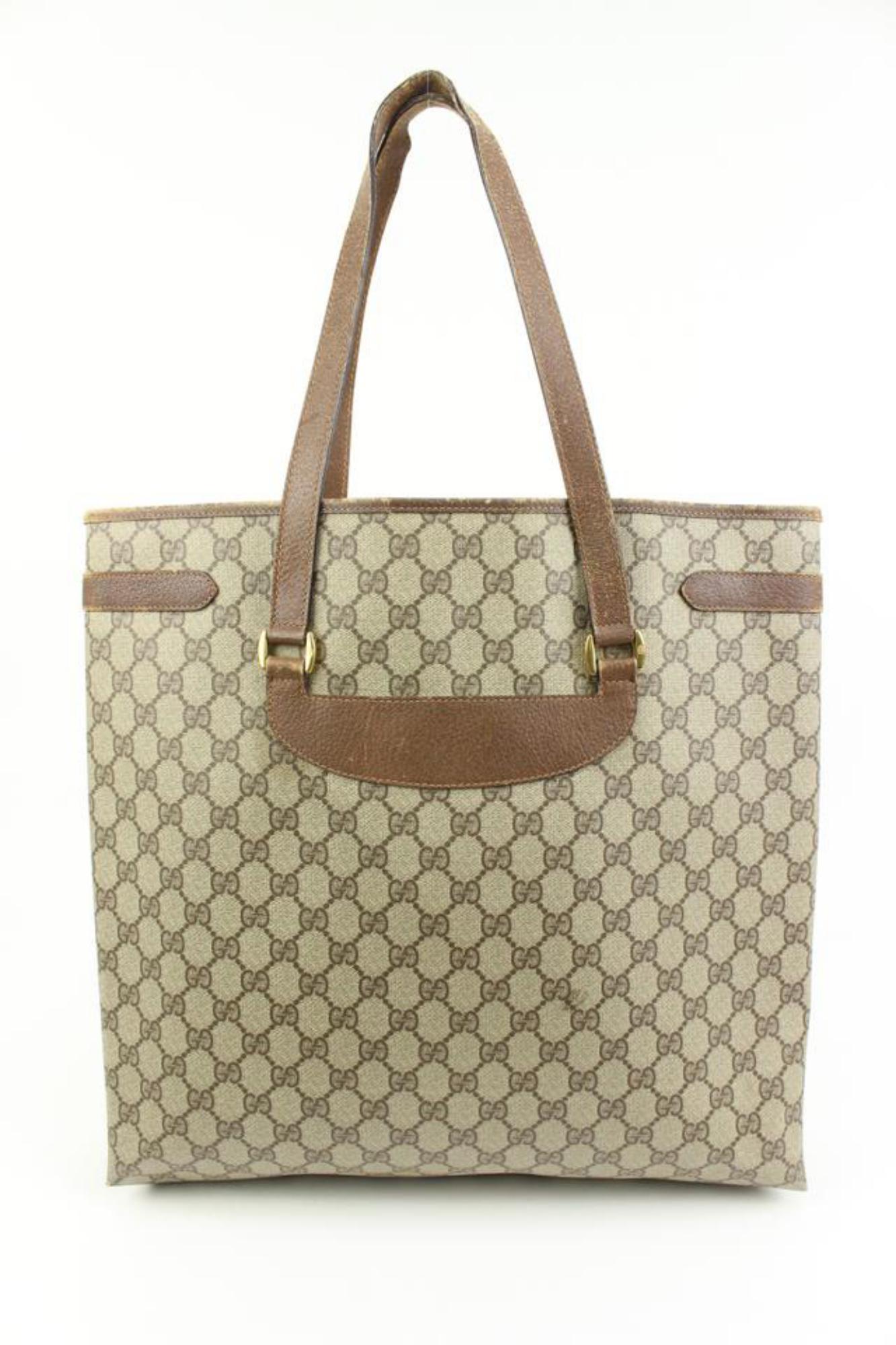 Women's Gucci Brown Supreme GG Shopper Tote Bag Upcycle Ready 75gz411s