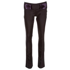 Gucci Brown Synthetic and Velvet Waist Trim Trousers S