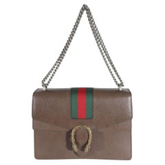 Gucci Brown Textured Calfskin Web Medium Dionysus