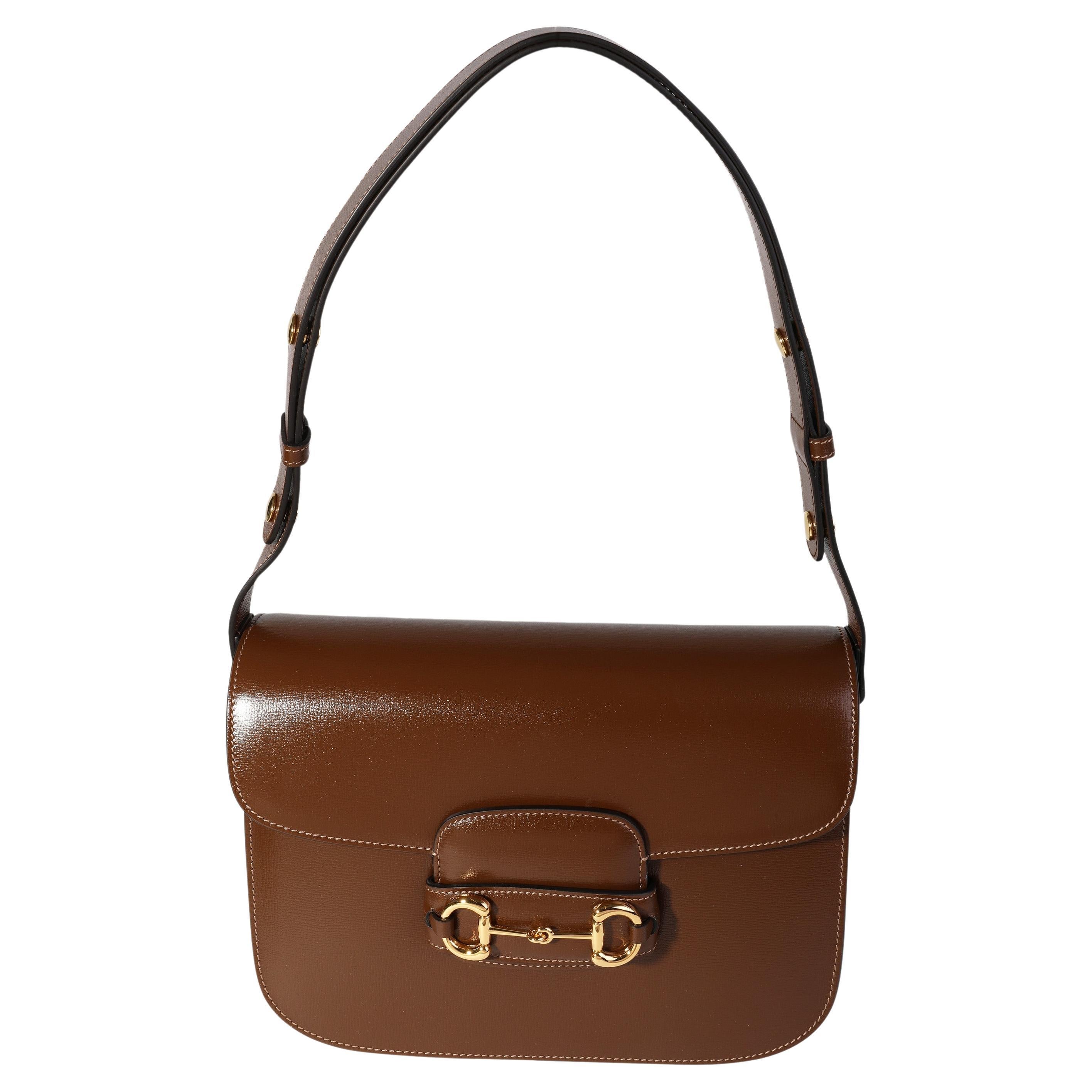 Gucci Brown Textured Leather Horsebit 1955 Shoulder Bag