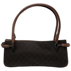 Gucci Brown Two Tone GG Canvas and Leather Shoulder Bag