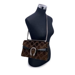 Gucci Brown Velvet Monogram GG Small Dionysus Shoulder Bag
