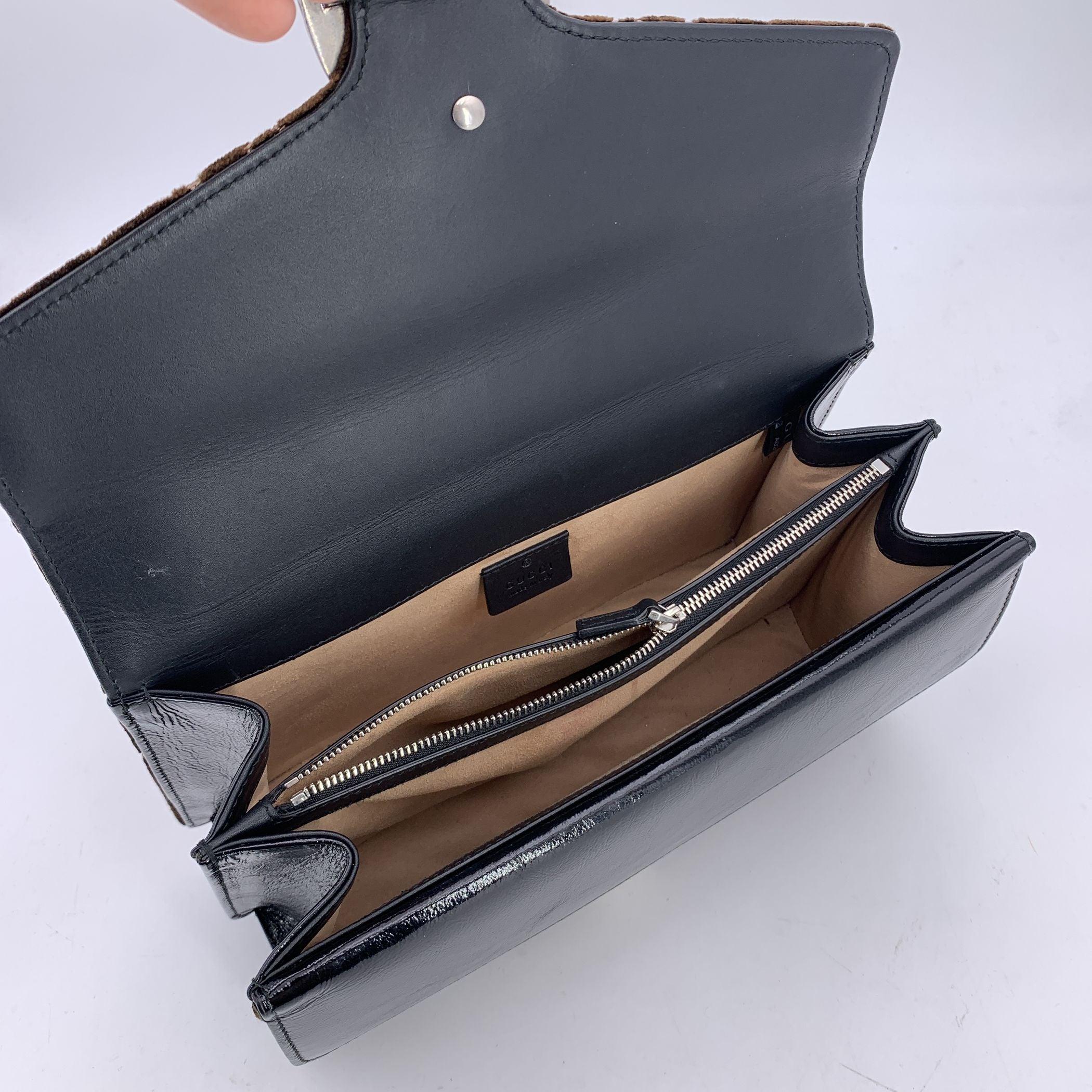 Gucci Brown Velvet Monogram GG Small Dionysus Shoulder Bag In Excellent Condition For Sale In Rome, Rome