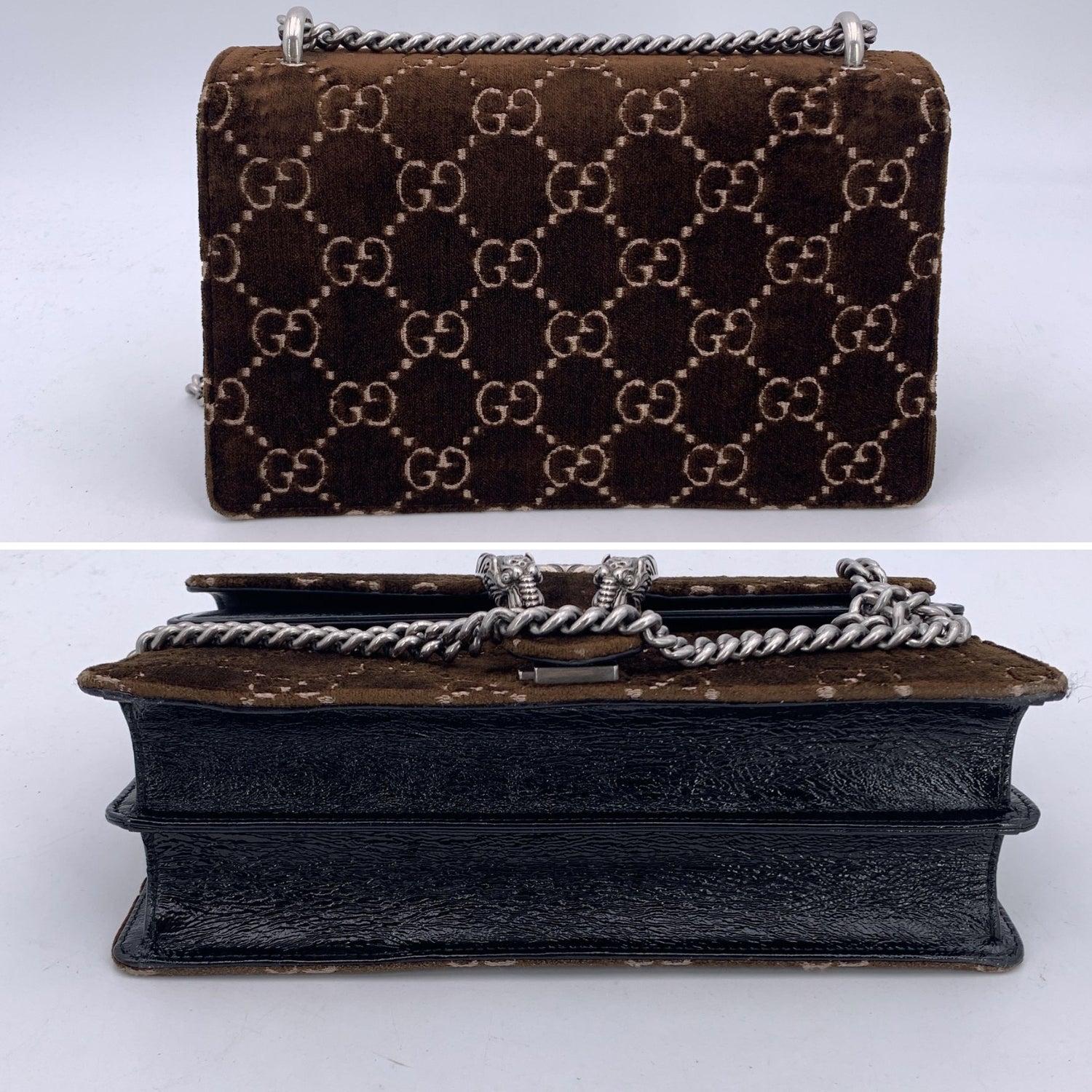 Women's Gucci Brown Velvet Monogram GG Small Dionysus Shoulder Bag For Sale