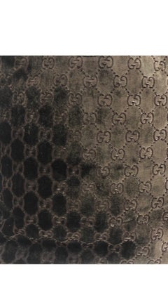Gucci Brown Velvet Monogram Silver Plated Handle Shoulder Bag
