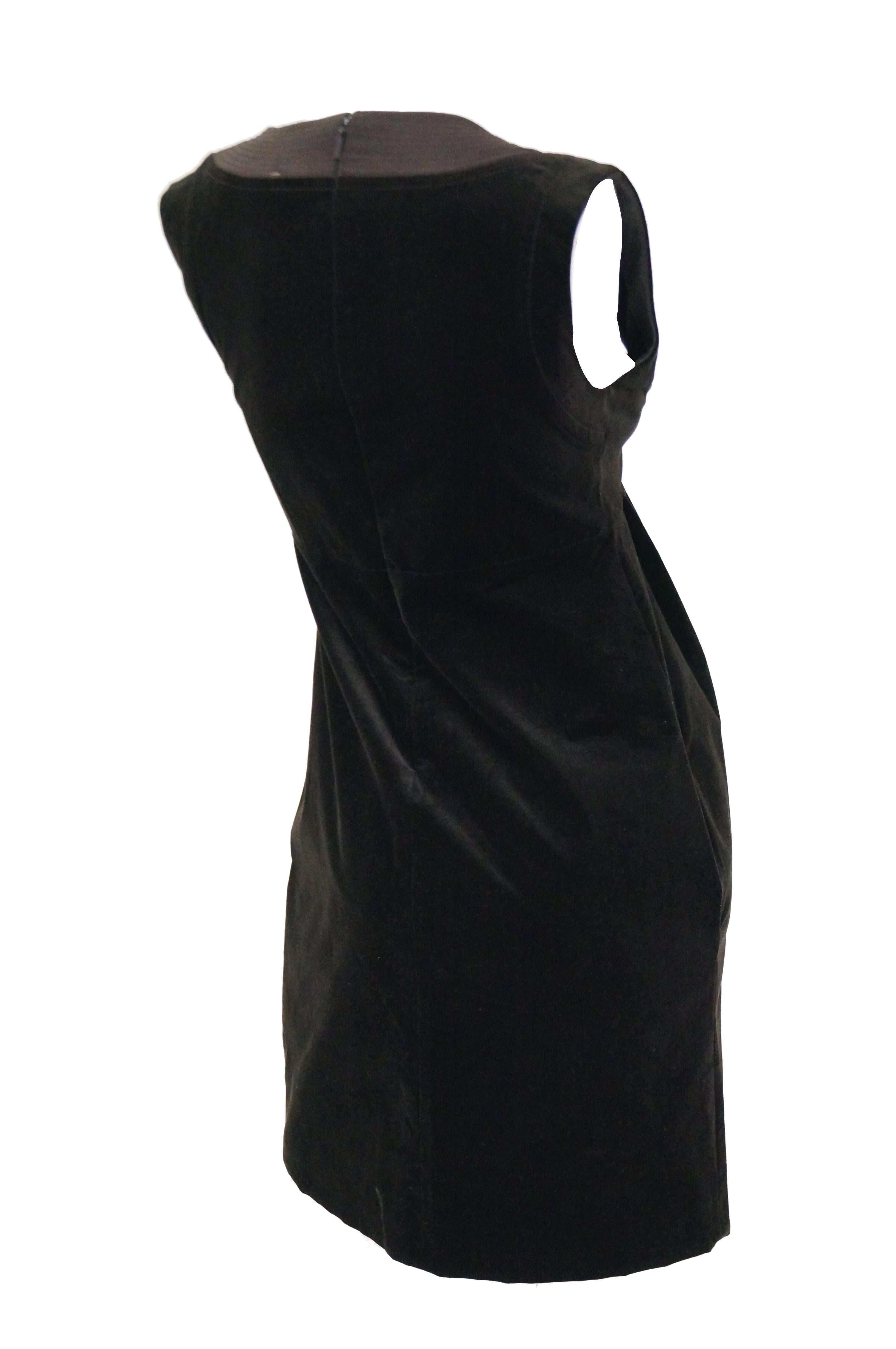 Black Gucci Brown Velvet Sheath Dress with Quilted Neckline Detail For Sale