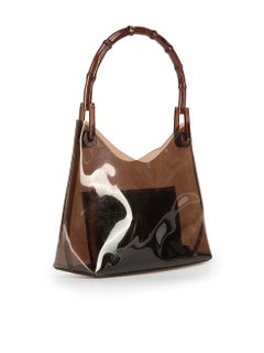 Gucci Brown Vinyl Bamboo Shoulder Bag