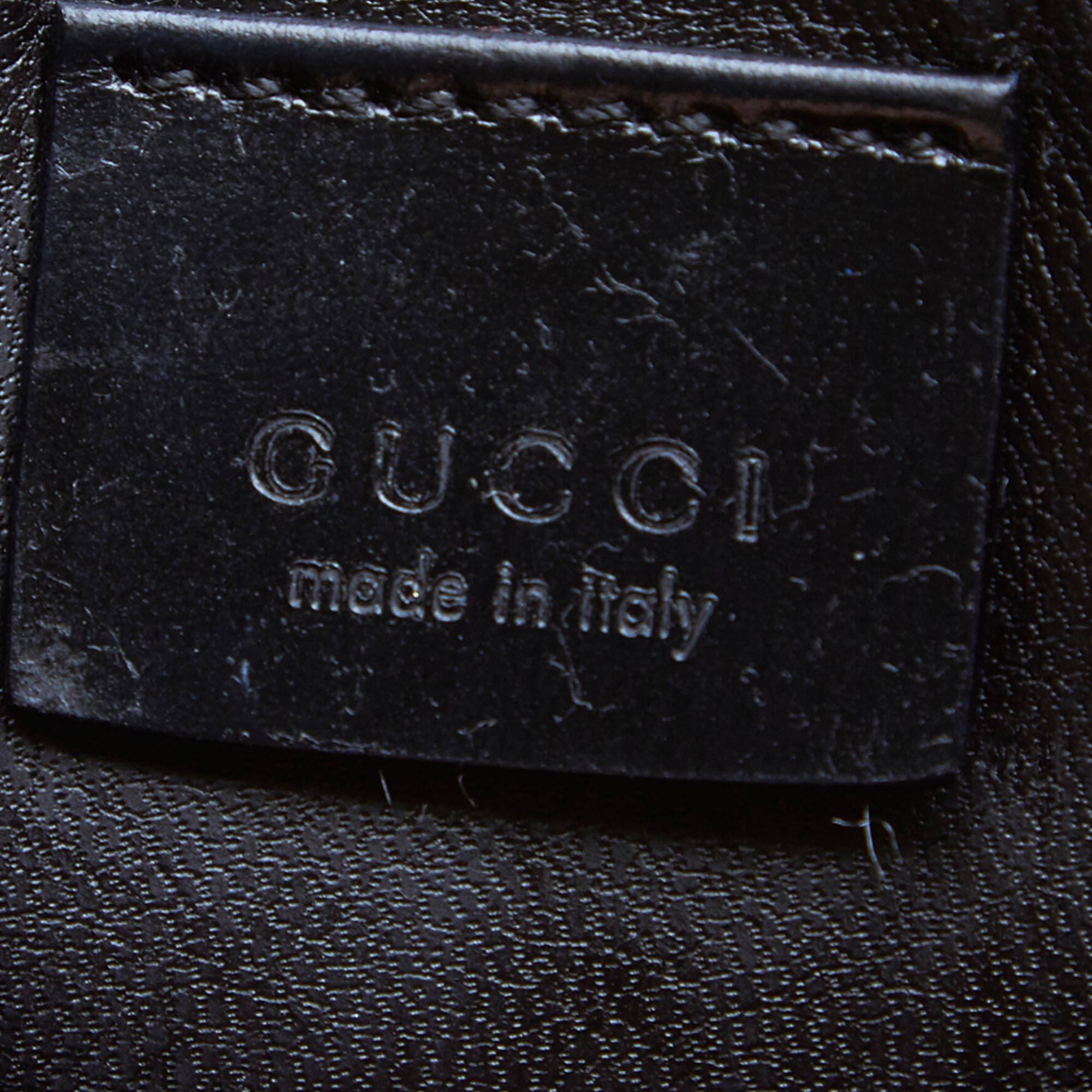 Black Gucci Brown Vinyl Transparent Bamboo Handbag 