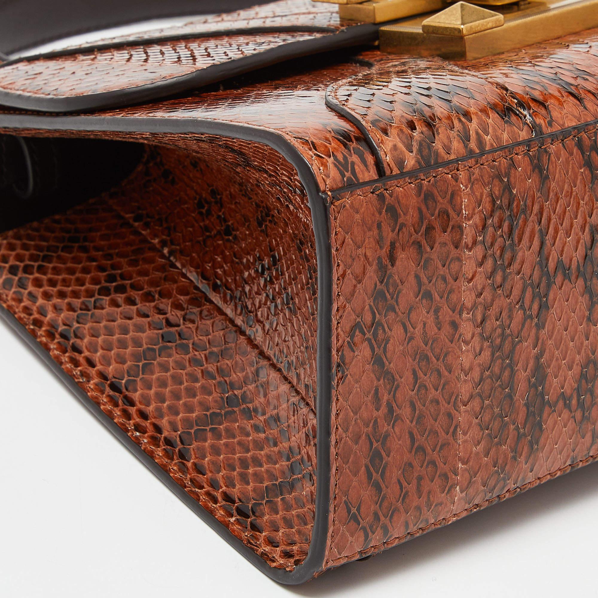 Gucci Osiride Top Handle Tasche aus braunem Wasserschlangenleder im Angebot 1