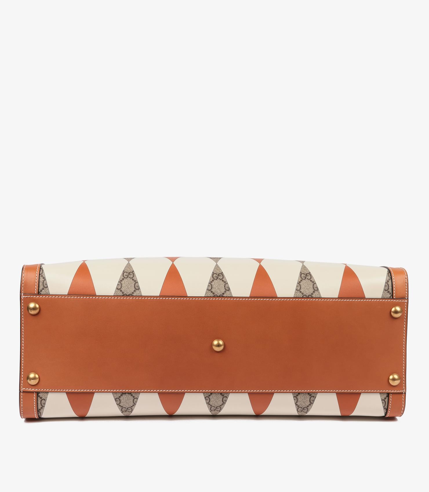 Gucci Brown, White & GG Supreme Coated Canvas Patchwork Maxi Diana en venta 3