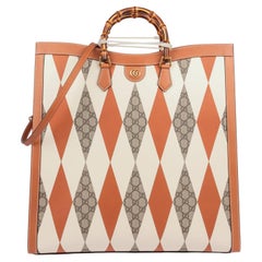 Gucci Brown, White & GG Supreme Coated Canvas Patchwork Maxi Diana