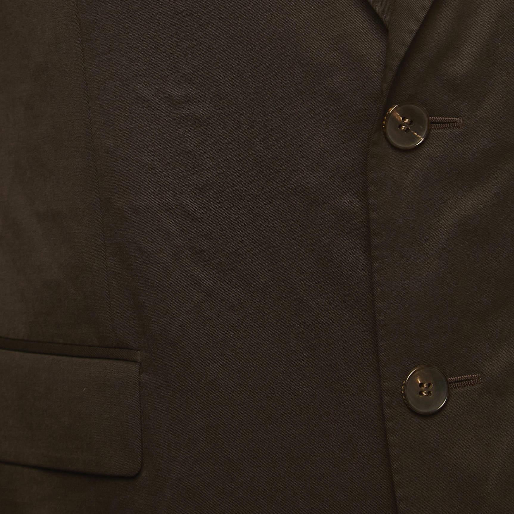 Gucci Brown Wool Single Breasted Blazer XL In Good Condition For Sale In Dubai, Al Qouz 2