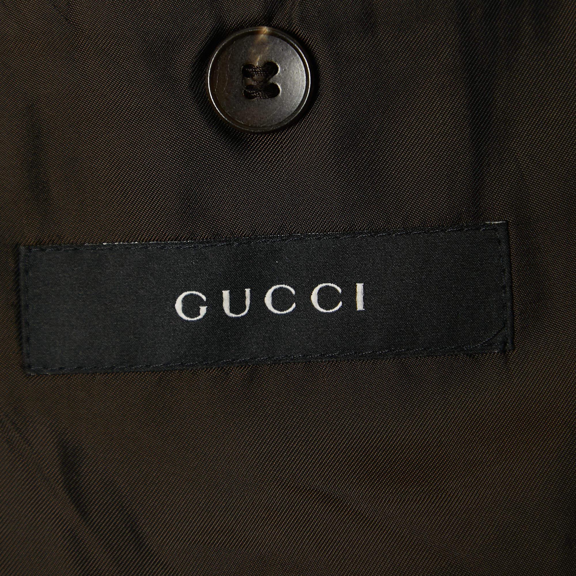 Gucci Brown Wool Single Breasted Blazer XL For Sale 2