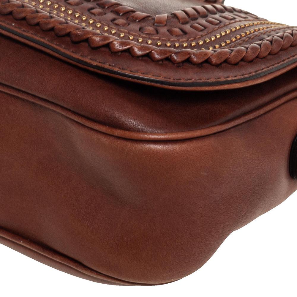 Gucci Brown Woven Leather Medium Handmade Shoulder Bag 6