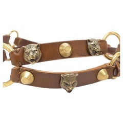 Vintage Gucci Brown x Gold Tiger Feline Head Choker 240252