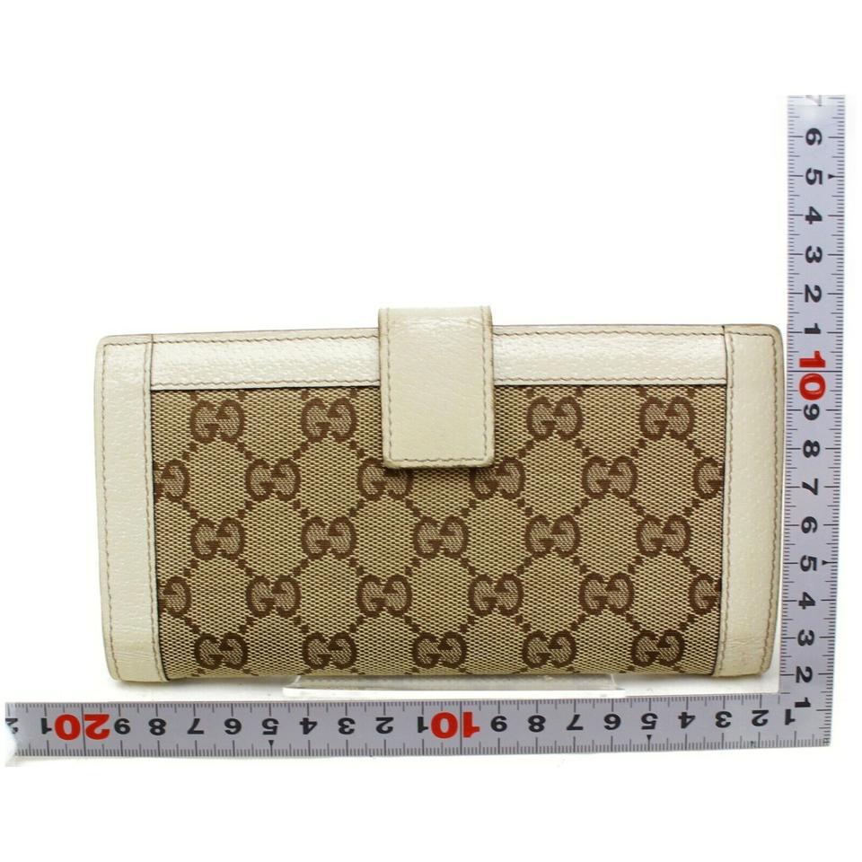 Women's Gucci Brown X White Monogram Gg Flap 871794 Wallet