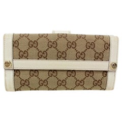 Vintage Gucci Brown X White Monogram Gg Flap 871794 Wallet