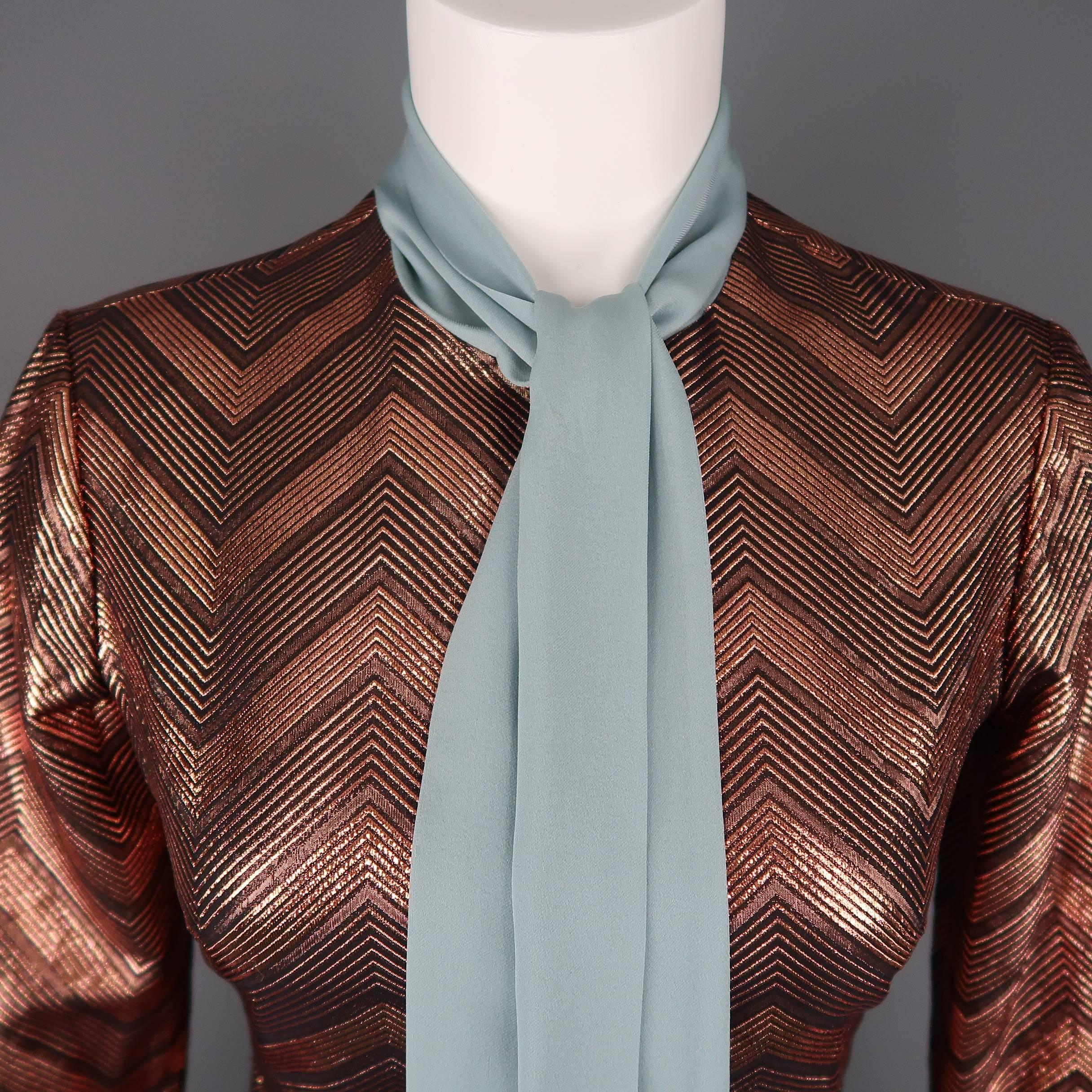 Gucci Brown Zig Zag Lurex Plissé Runway Dress, Fall 2015  1