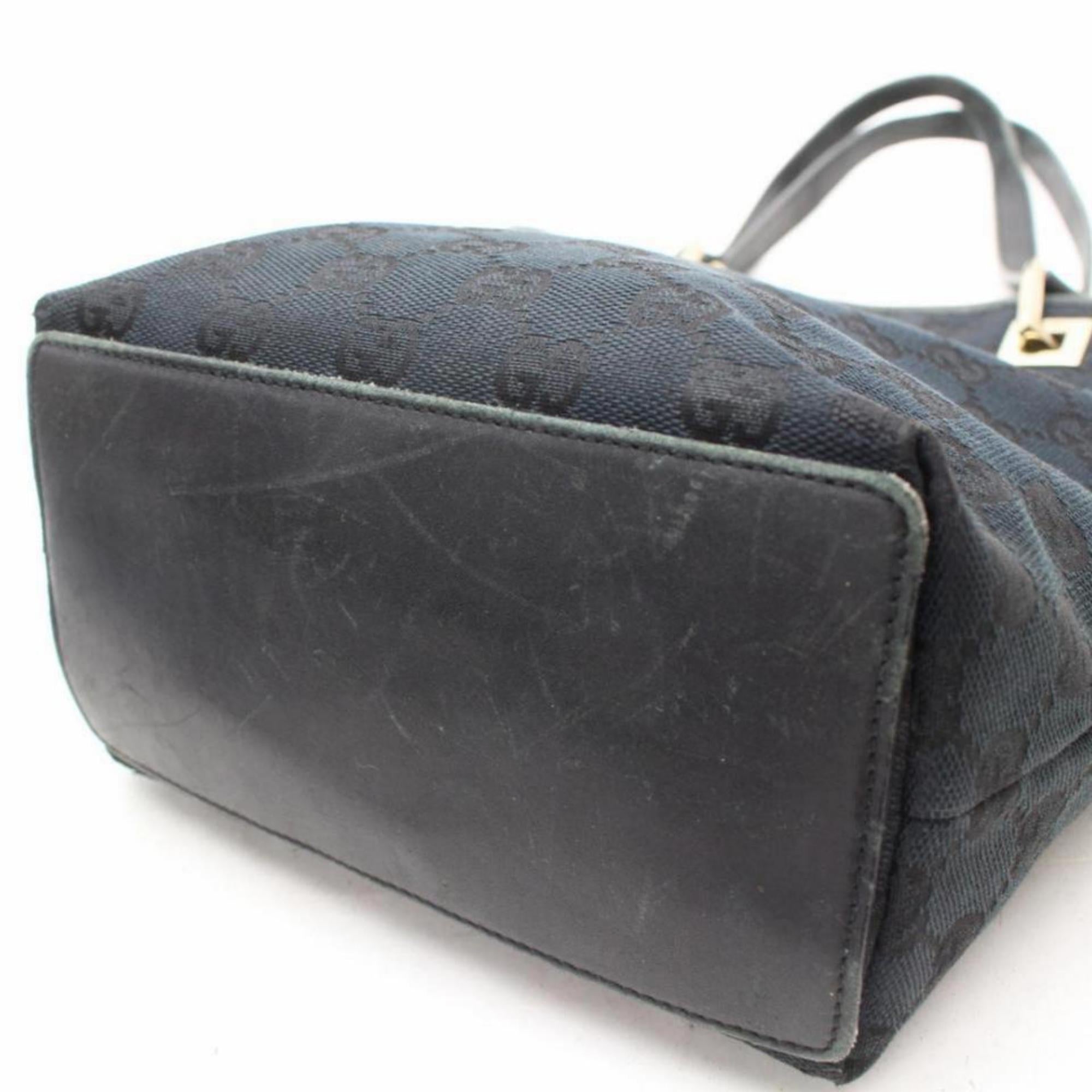 Gucci Bucket Monogram Shopper 869036 Black Canvas Tote For Sale 6