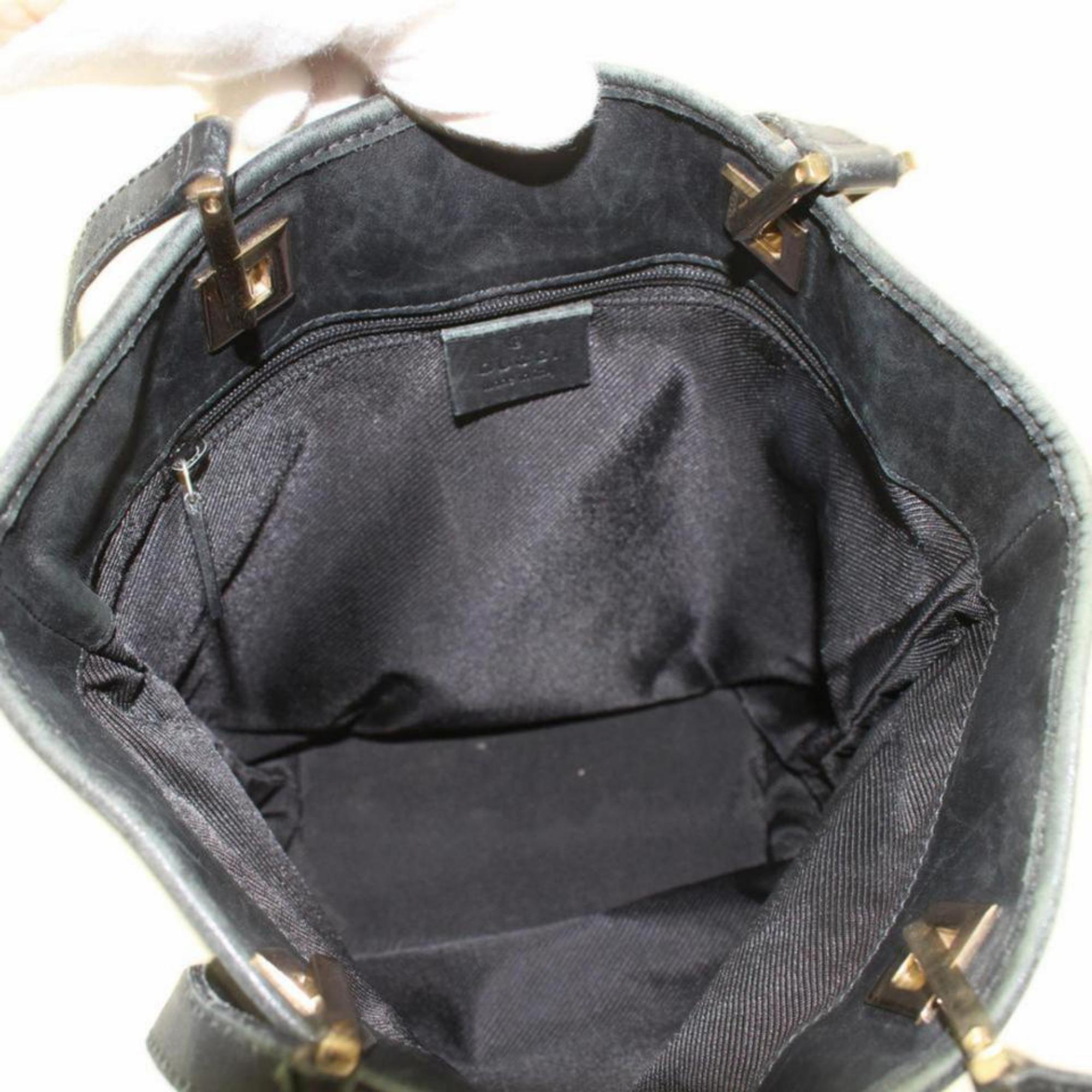 Gucci Bucket Monogram Shopper 869036 Black Canvas Tote For Sale 8