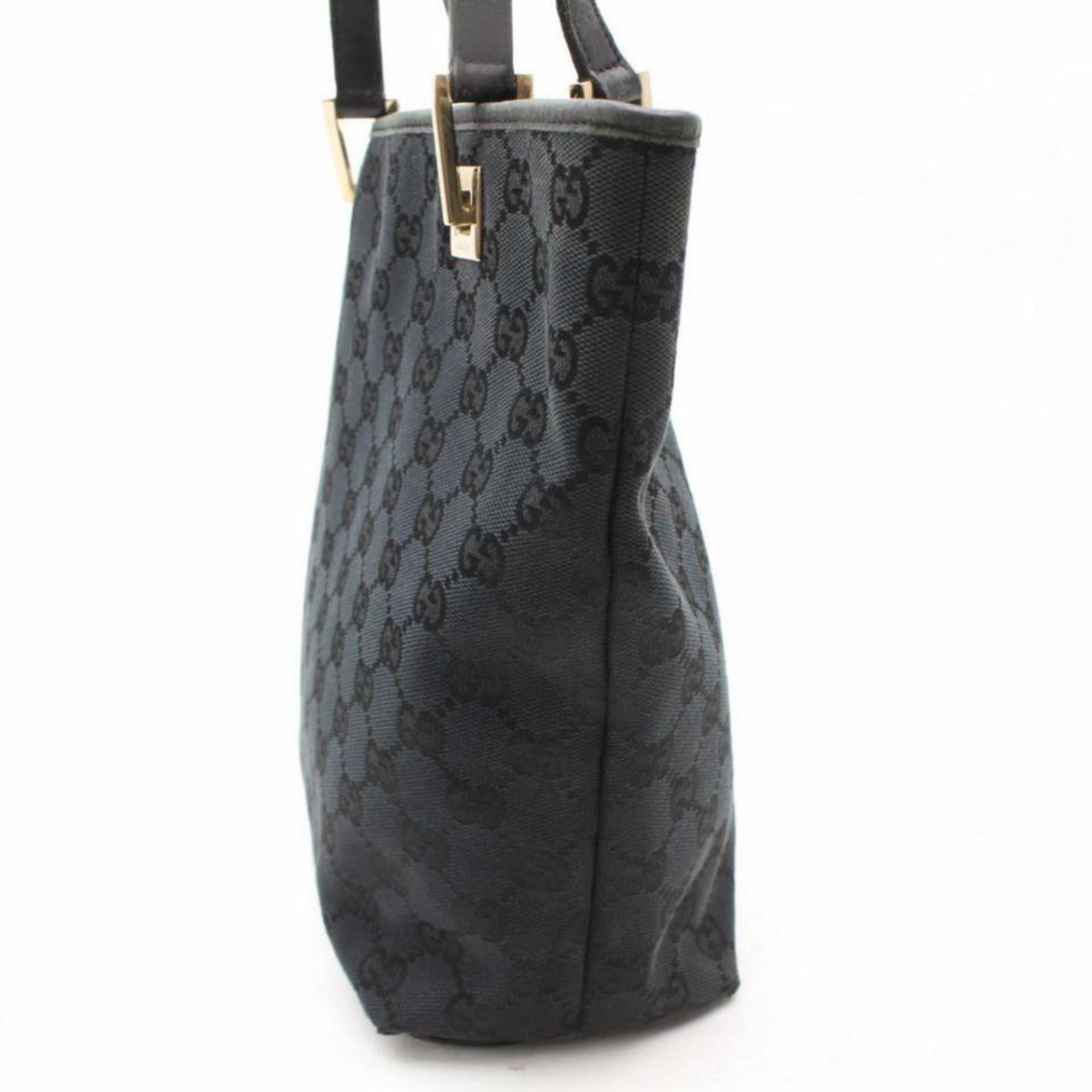 Gucci Bucket Monogram Shopper 869036 Black Canvas Tote For Sale 3