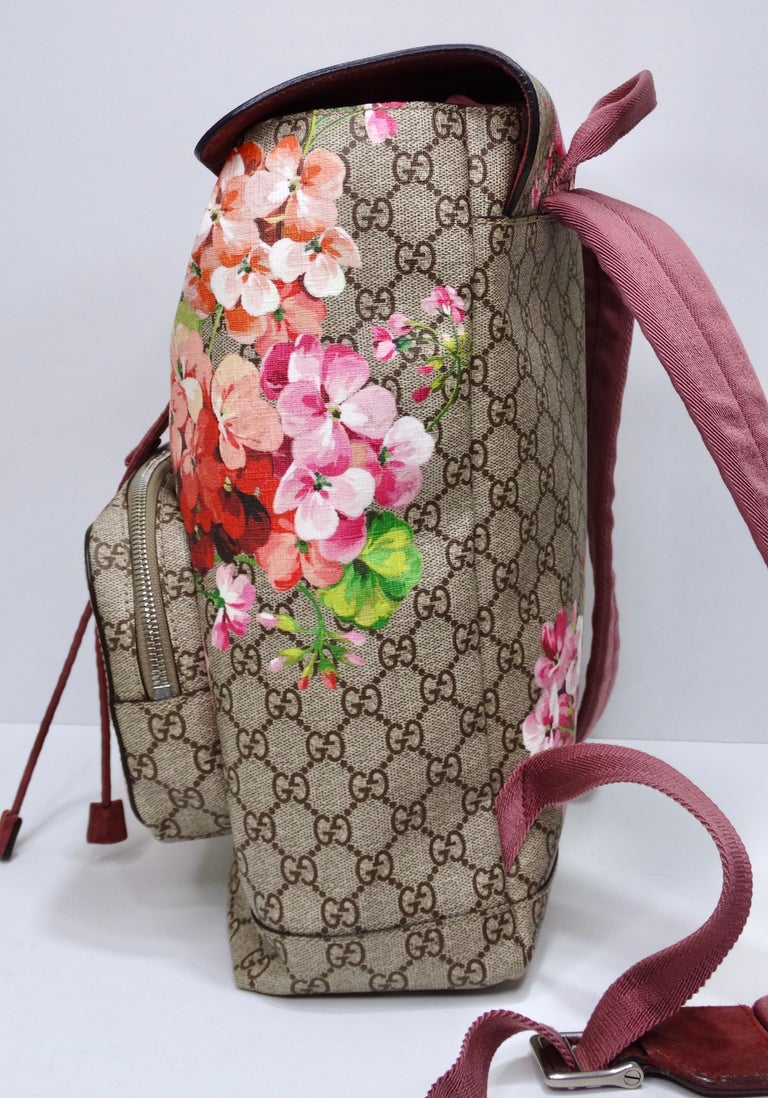 Gucci Buckle Backpack Blooms Print GG Coated Canvas