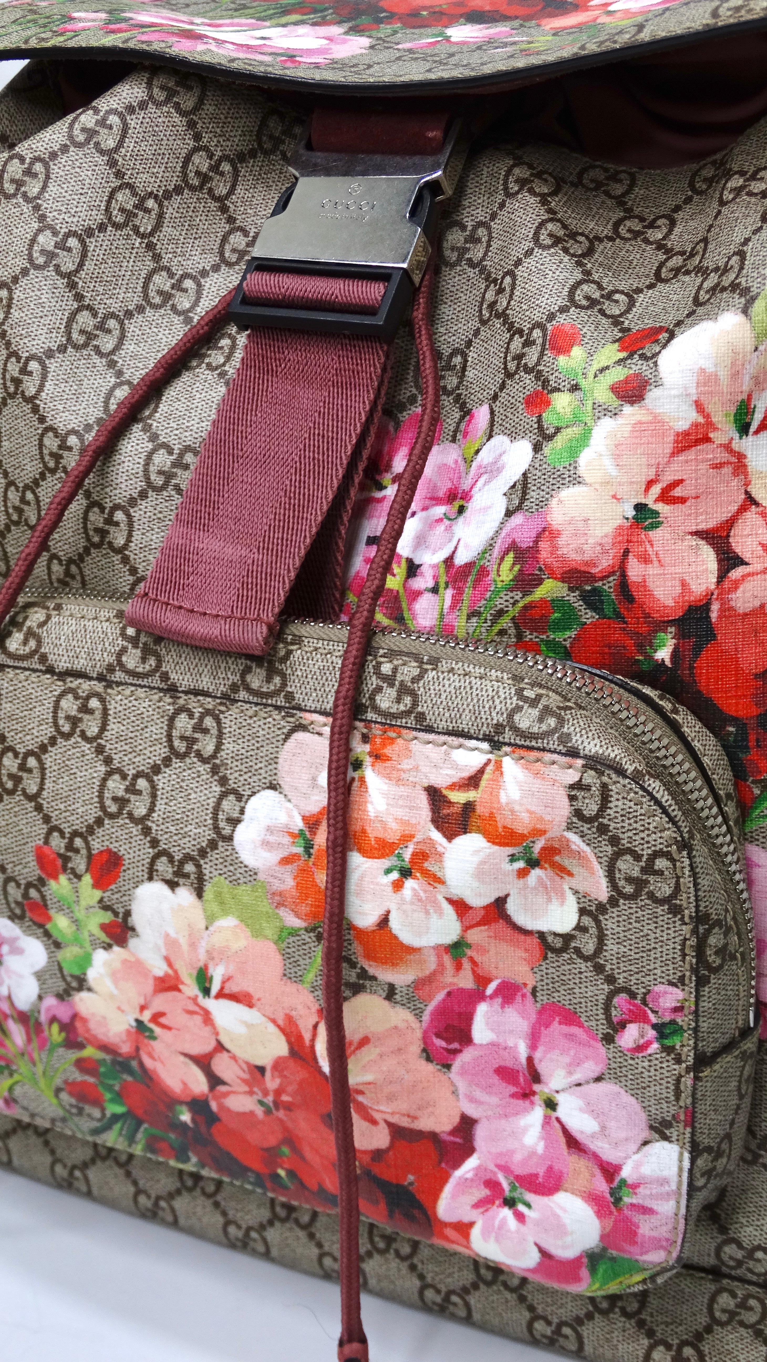 Gucci Buckle Backpack Blooms Print GG Coated Canvas 5